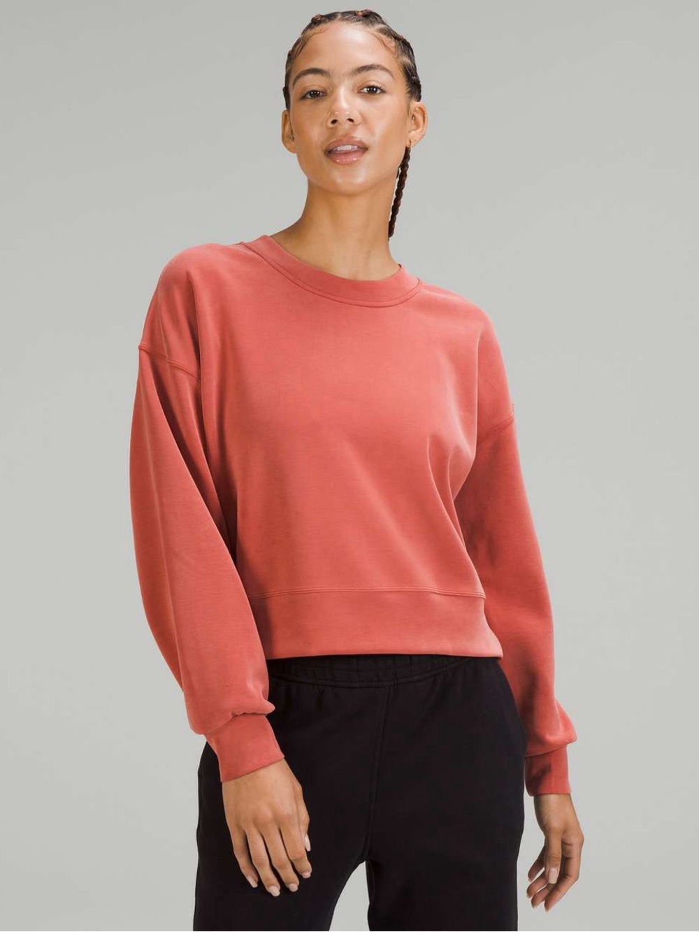 Lululemon Oversized Cropped Crewneck Sweatshirt in Coral Softstream Retail $118